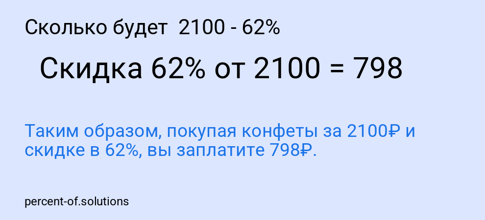 Сколько будет  2100 - 62%