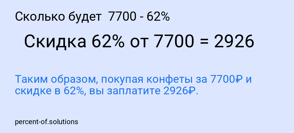 Сколько будет 7700 - 62%