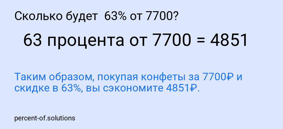 Сколько будет  63% от 7700?