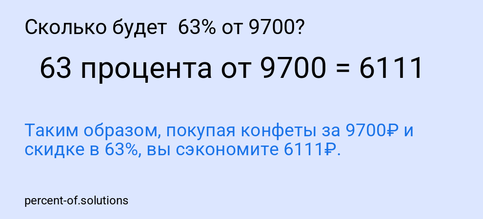 Сколько будет  63% от 9700?