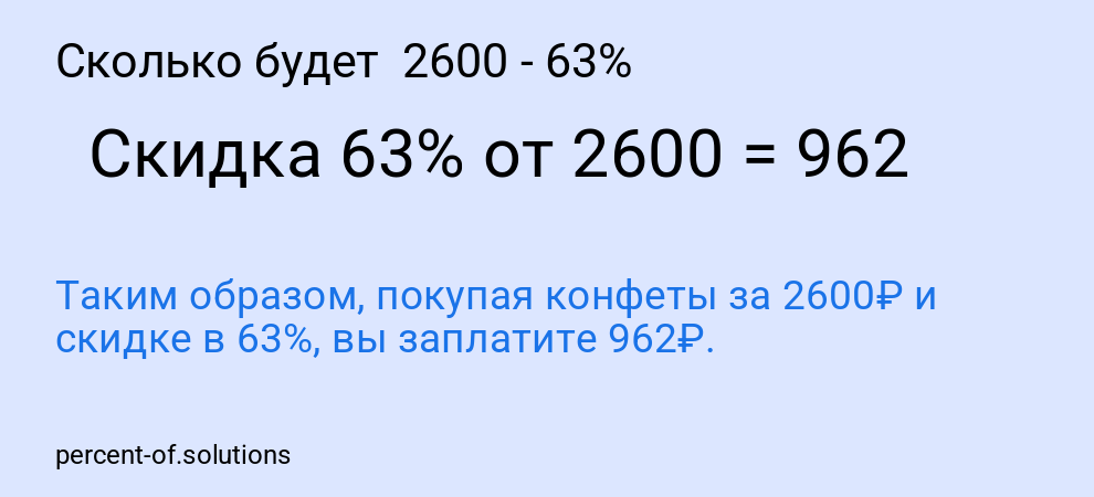 Сколько будет 2600 - 63%