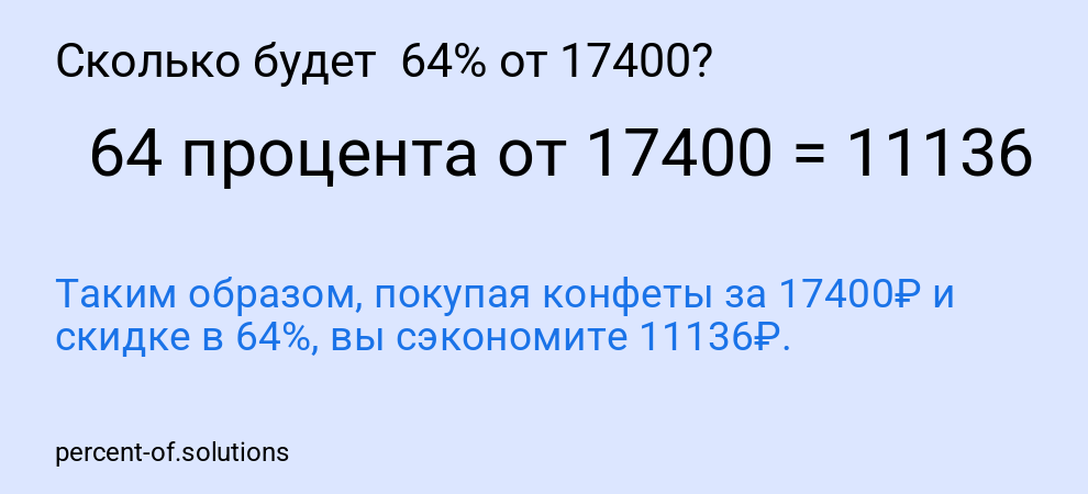 Сколько будет 64% от 17400?