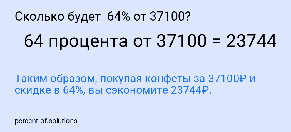 Сколько будет  64% от 37100?