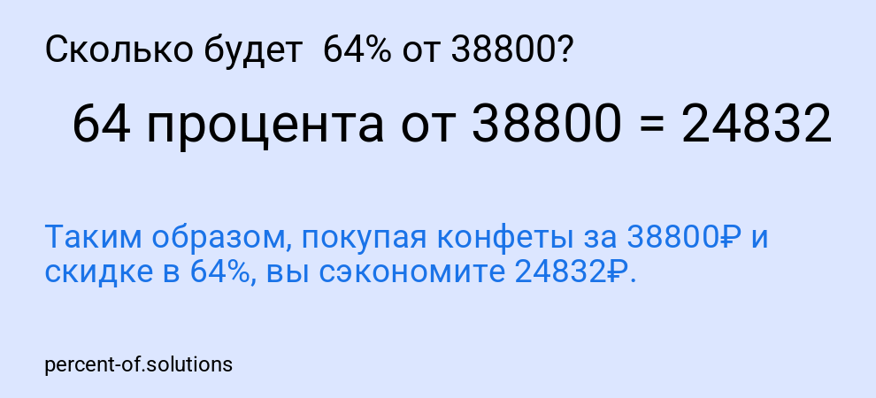 Сколько будет  64% от 38800?