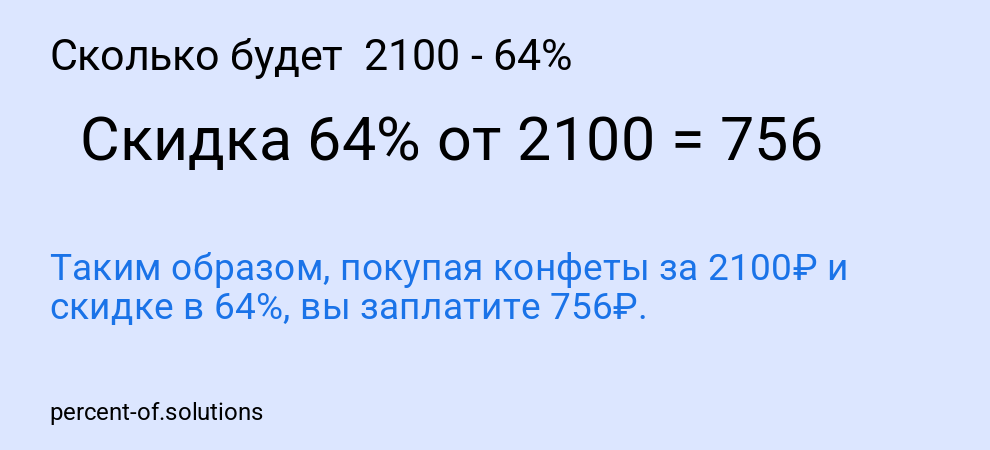 Сколько будет 2100 - 64%