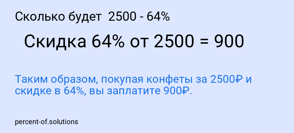 Сколько будет 2500 - 64%