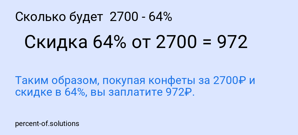 Сколько будет  2700 - 64%