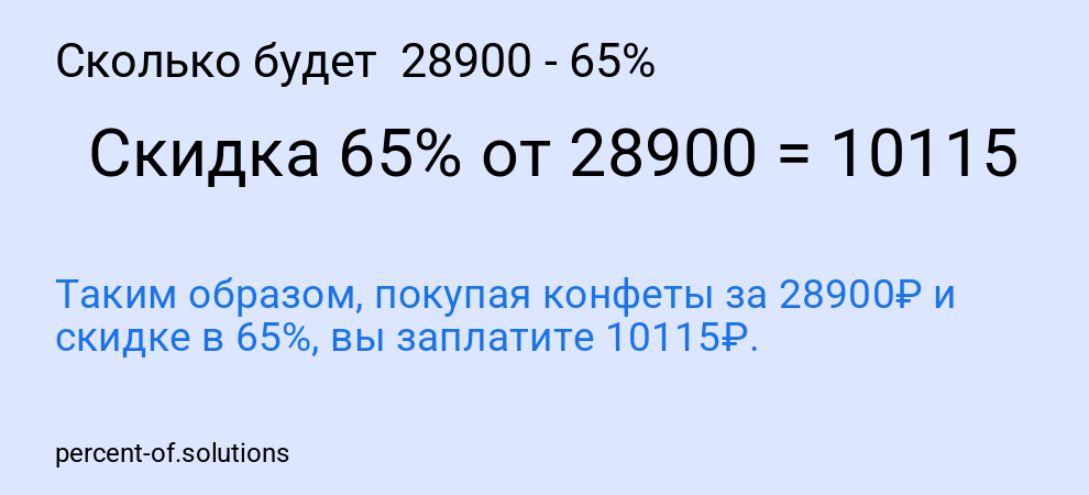 Сколько будет  28900 - 65%