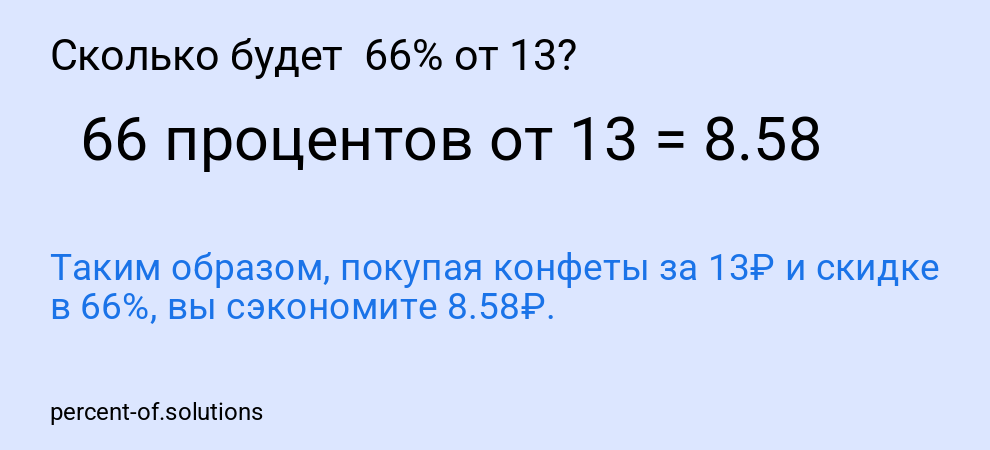 Сколько будет  66% от 13?