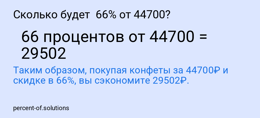 Сколько будет  66% от 44700?