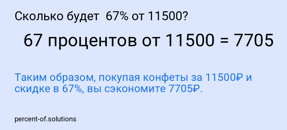 Сколько будет  67% от 11500?