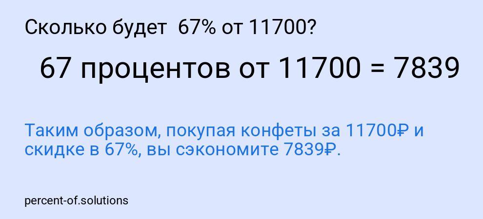 Сколько будет 67% от 11700?