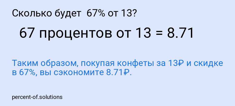 Сколько будет  67% от 13?