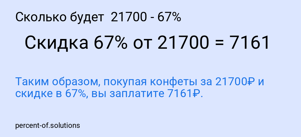Сколько будет 21700 - 67%