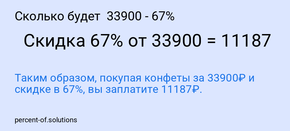 Сколько будет 33900 - 67%
