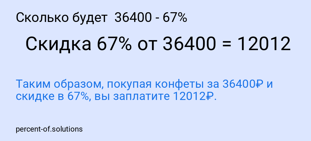 Сколько будет  36400 - 67%