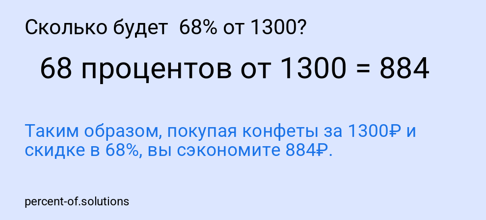 Сколько будет 68% от 1300?