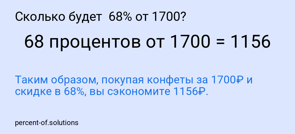 Сколько будет 68% от 1700?