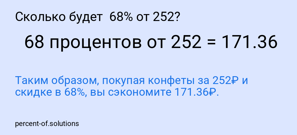 Сколько будет  68% от 252?