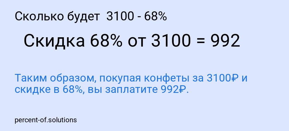 Сколько будет 3100 - 68%