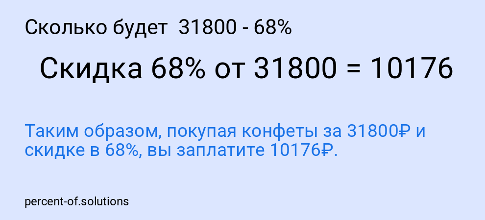 Сколько будет  31800 - 68%
