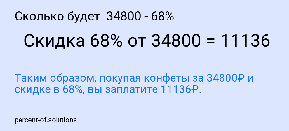 Сколько будет 34800 - 68%