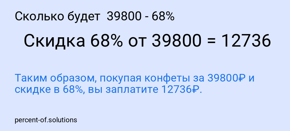 Сколько будет  39800 - 68%