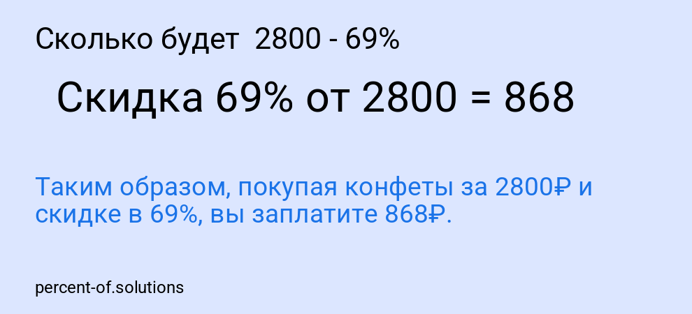 Сколько будет 2800 - 69%