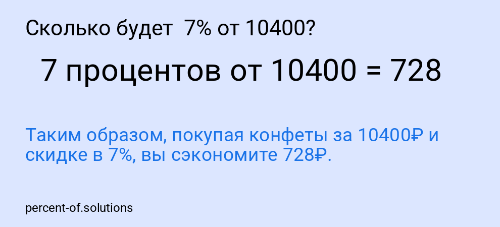 Сколько будет  7% от 10400?