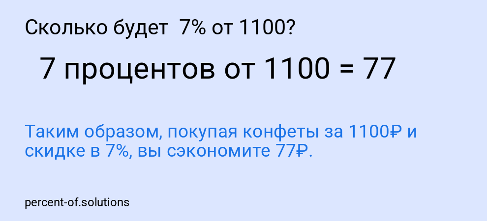 Сколько будет  7% от 1100?