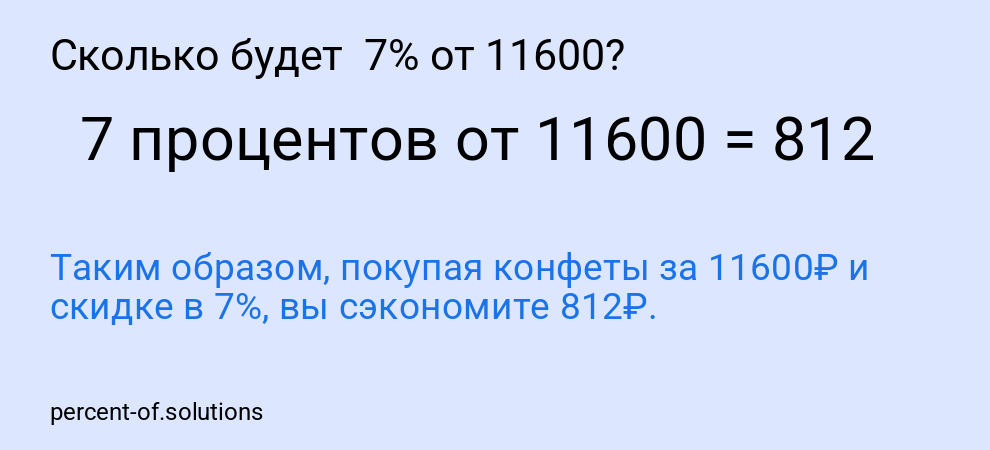 Сколько будет 7% от 11600?