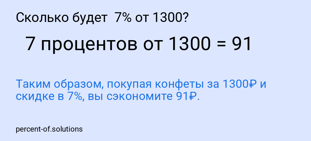 Сколько будет  7% от 1300?