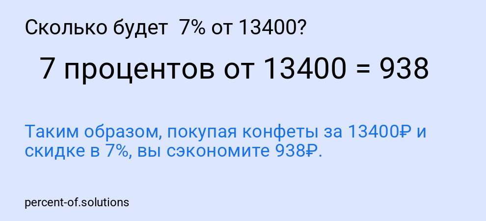 Сколько будет 7% от 13400?