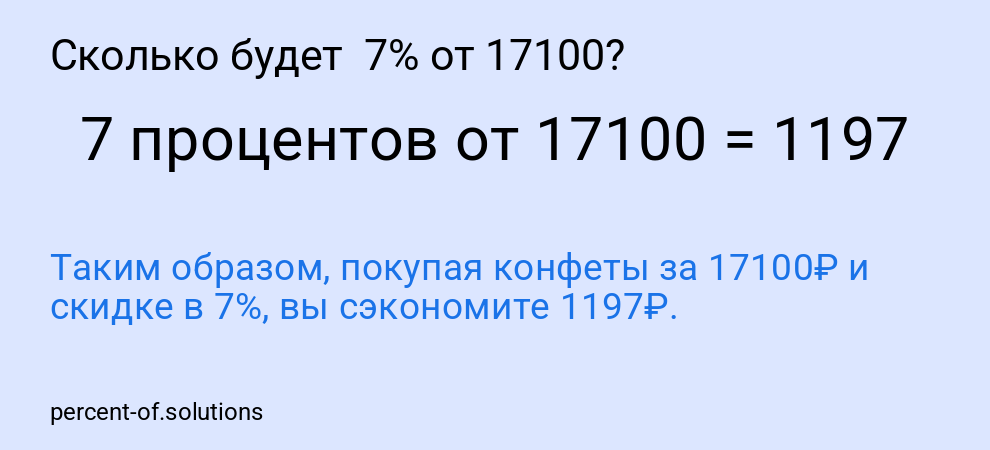 Сколько будет 7% от 17100?