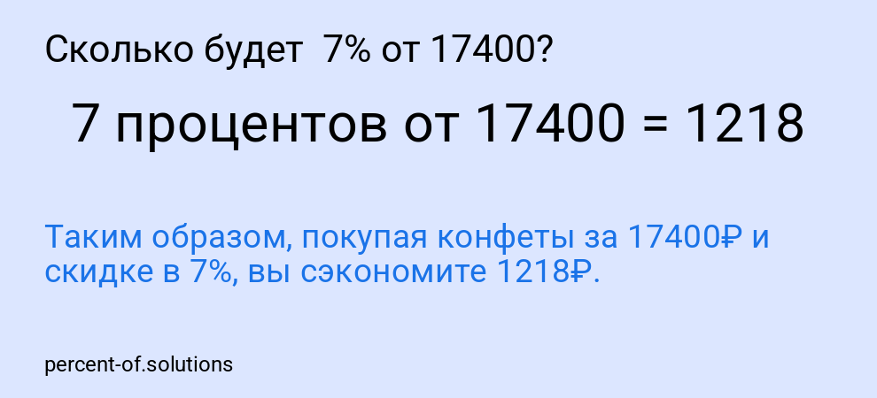 Сколько будет  7% от 17400?