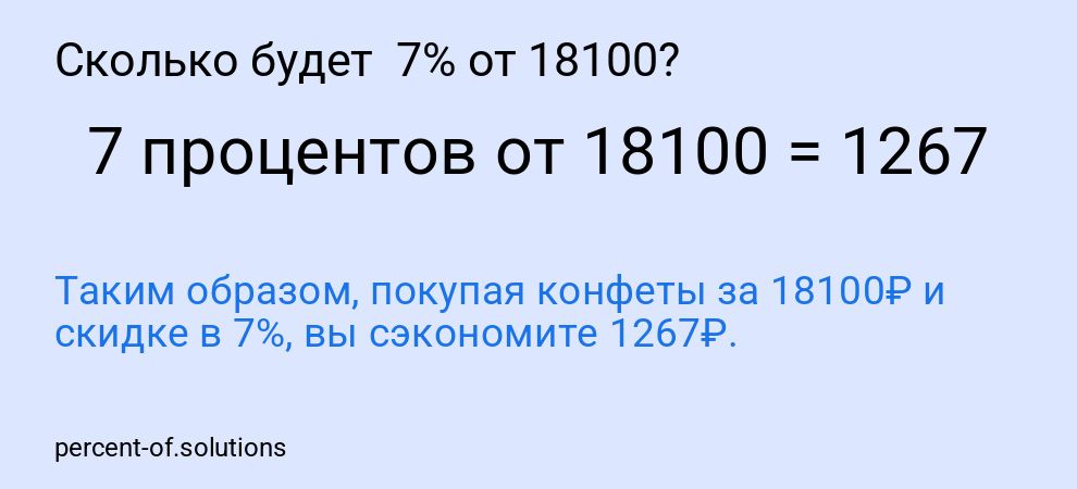 Сколько будет 7% от 18100?