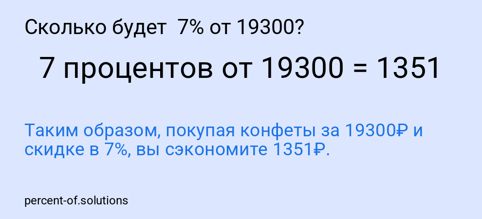 Сколько будет  7% от 19300?