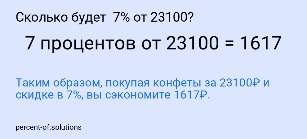 Сколько будет 7% от 23100?