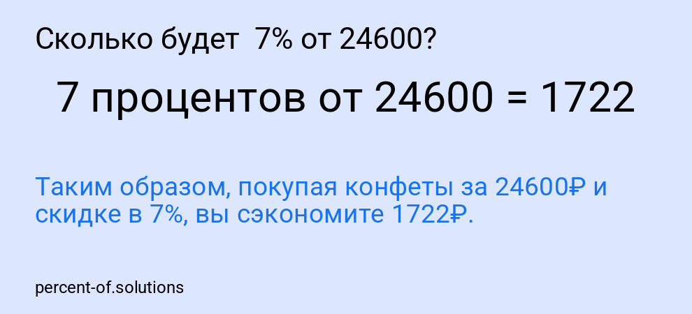 Сколько будет 7% от 24600?