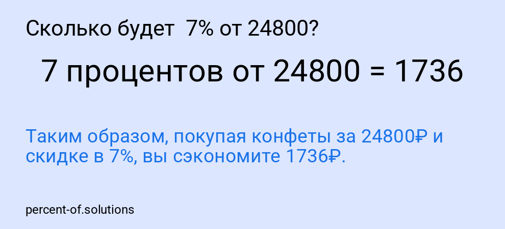 Сколько будет  7% от 24800?