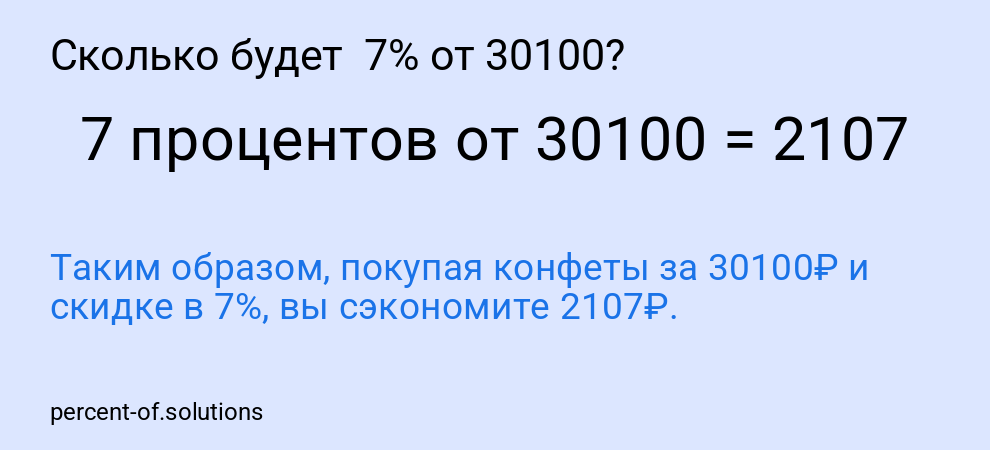 Сколько будет  7% от 30100?