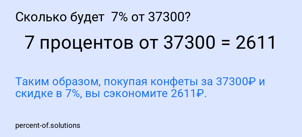 Сколько будет 7% от 37300?