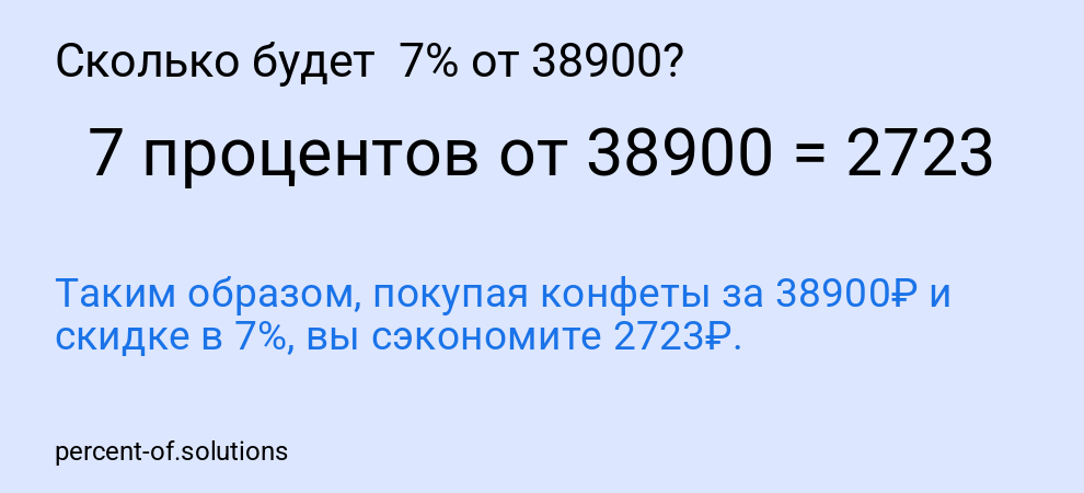 Сколько будет  7% от 38900?