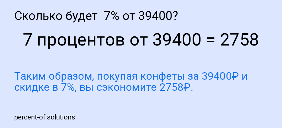 Сколько будет  7% от 39400?