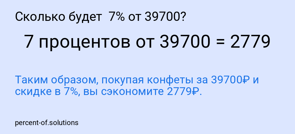 Сколько будет  7% от 39700?