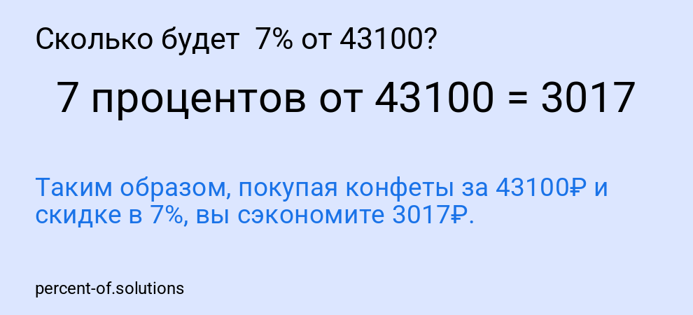 Сколько будет 7% от 43100?