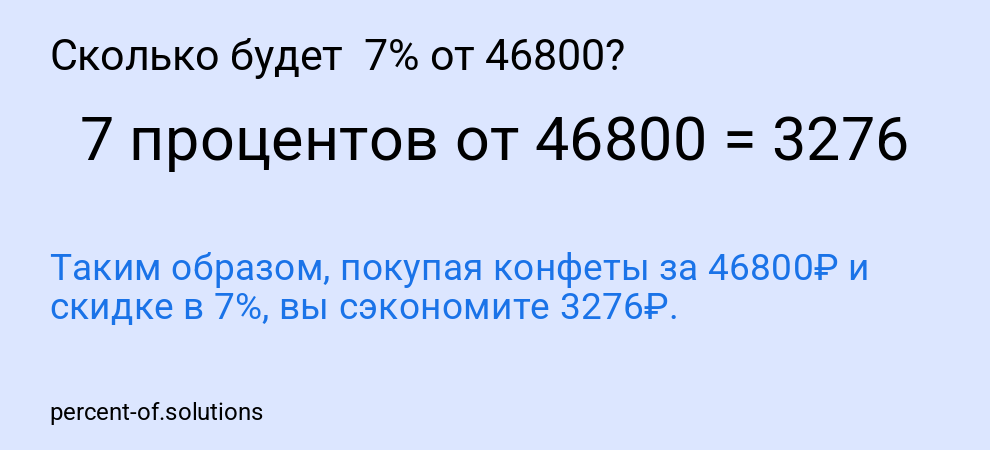 Сколько будет  7% от 46800?