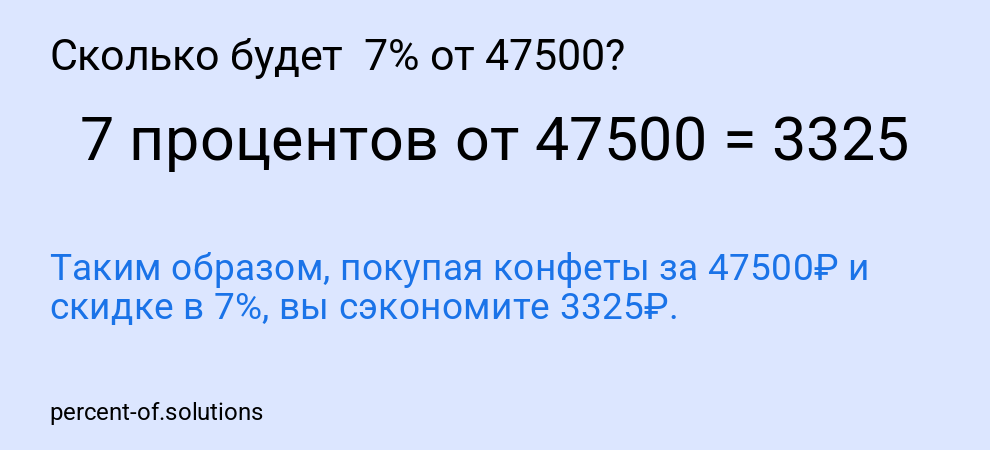 Сколько будет  7% от 47500?