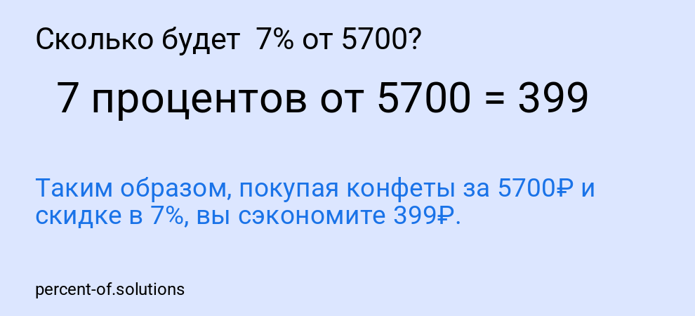Сколько будет  7% от 5700?