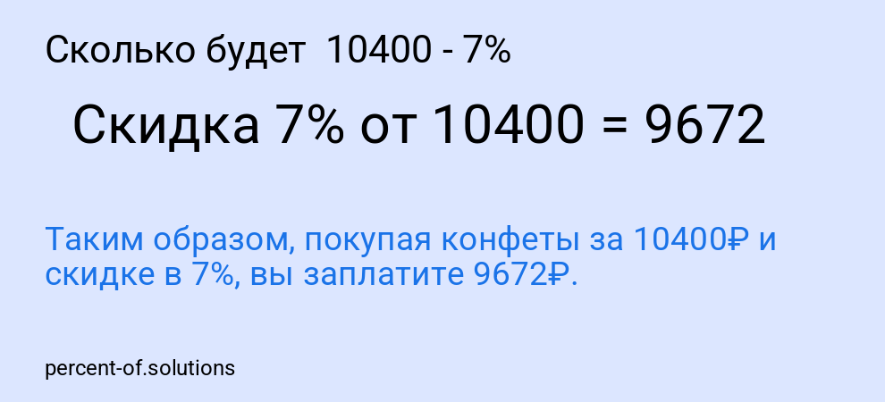 Сколько будет  10400 - 7%